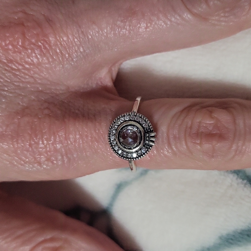 Sterling Silver 925 Pink Stone Halo Ring – Vintage Style